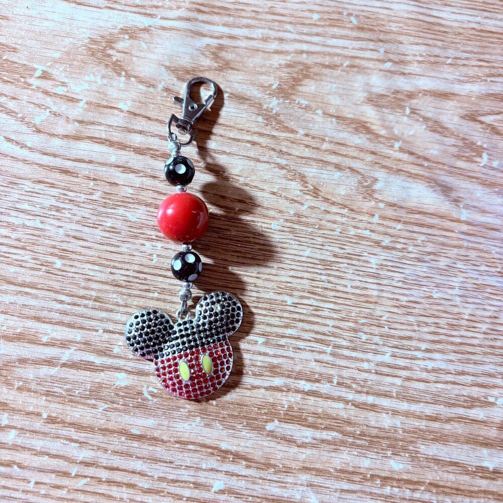 Mickey Mouse Inspired Key chain Zipper Charm Backpack Bling Purse Charm